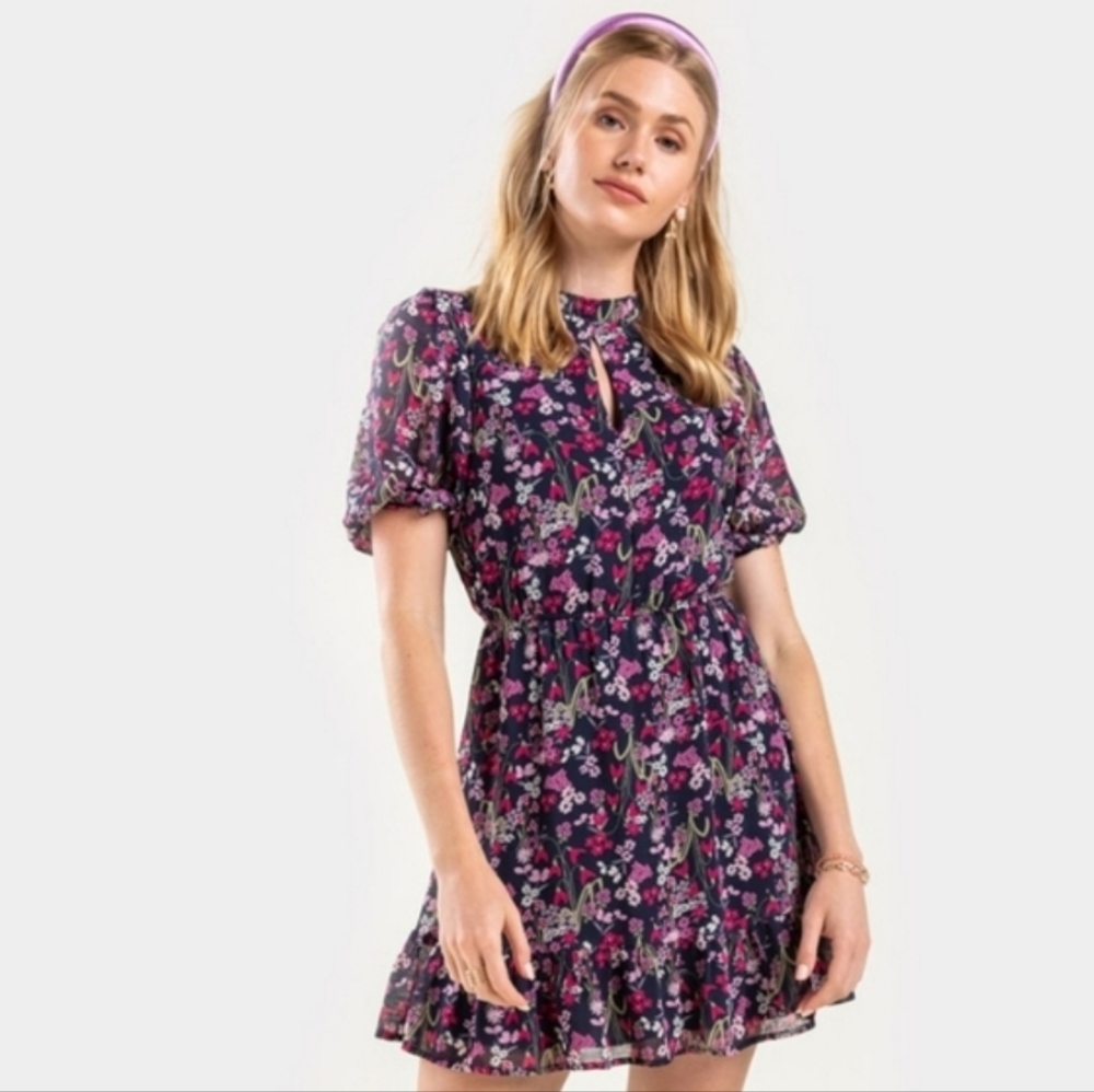 Francesca's Collections Purple Floral Mini Dress, 2x